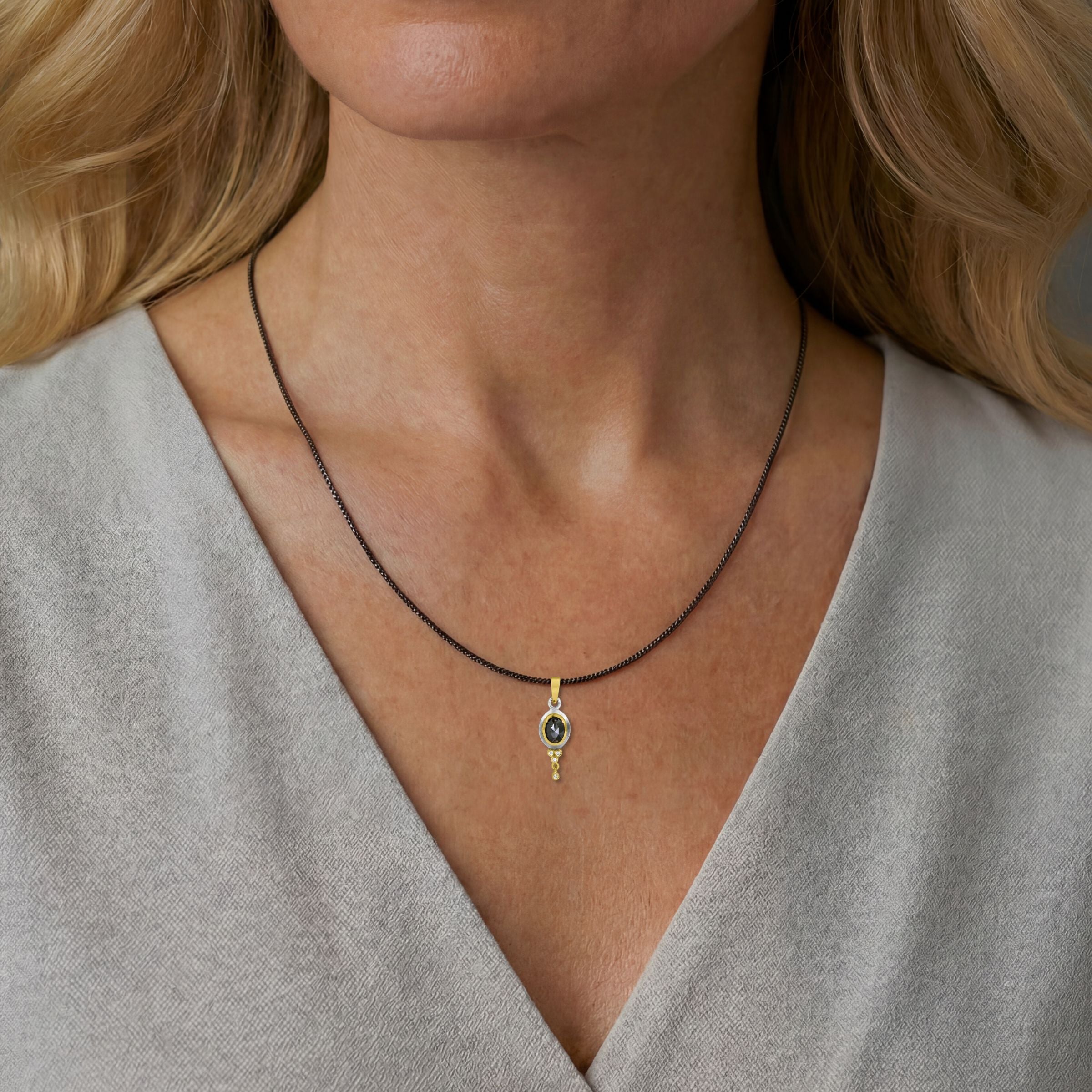 Black Diamond & 14k Pendant with Diamonds