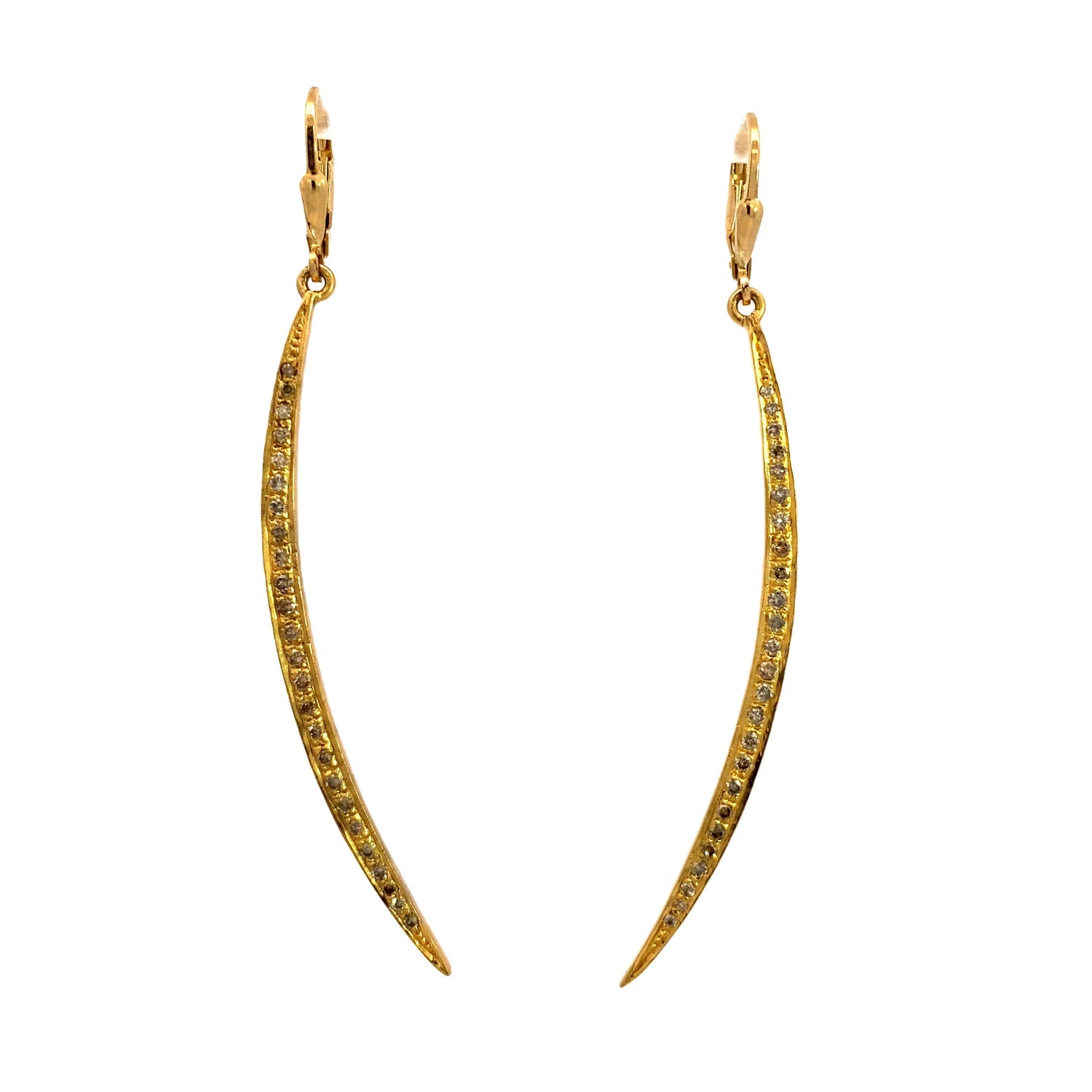 Crescent Earrings with Champagne Diamonds, 18k Vermeil