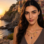 7 Stick Edge Necklace - Iolite/All Gold