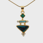 14k Gold Rare Inspiration Mine Gem Silica and Tourmaline Pendant