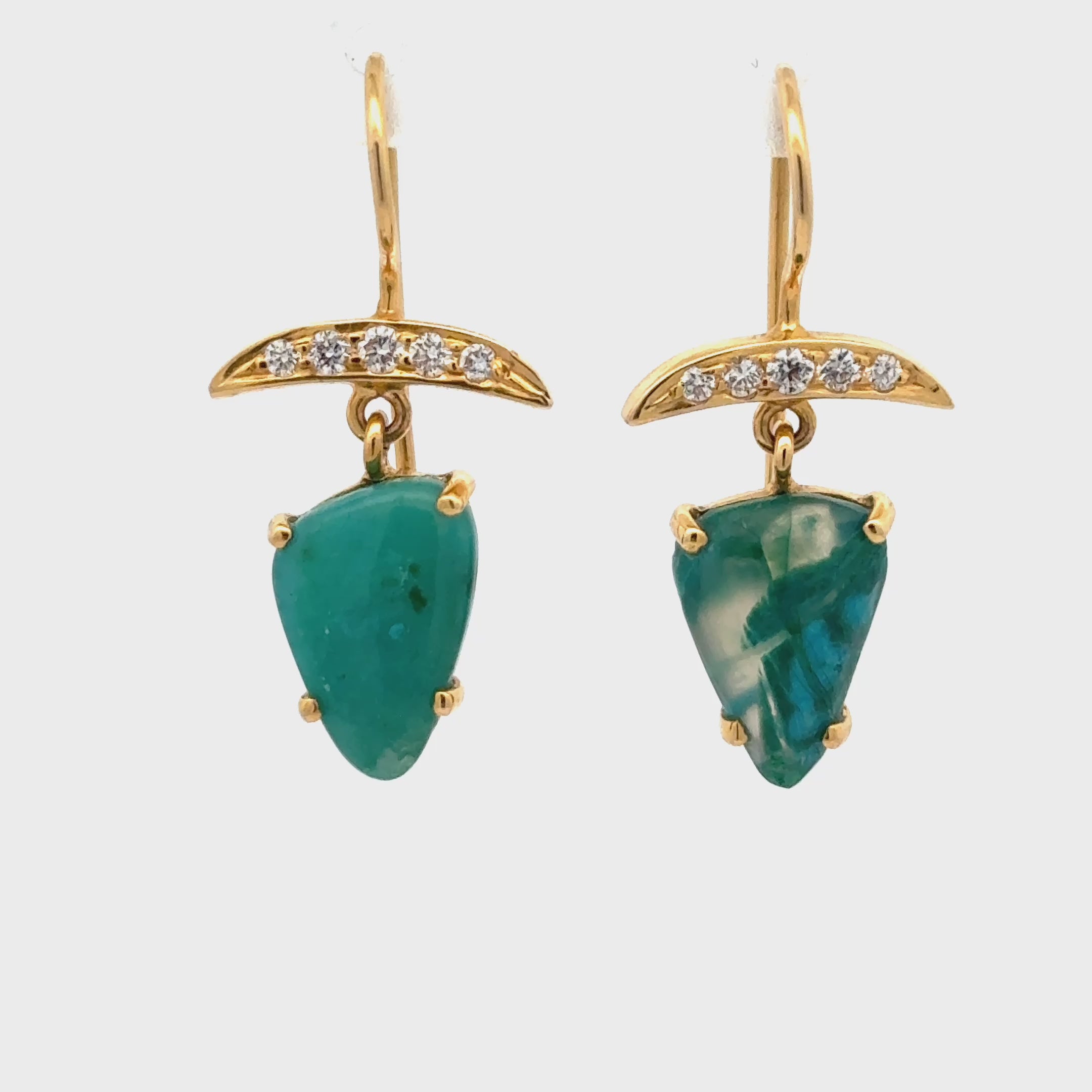 14k Gold Gem Silica and Diamond Earrings