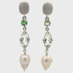 Silver One of a Kind Green Amethyst Post Earrings