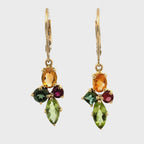 14k Gold One of a Kind Peridot and Mixed Gemstone Earrings