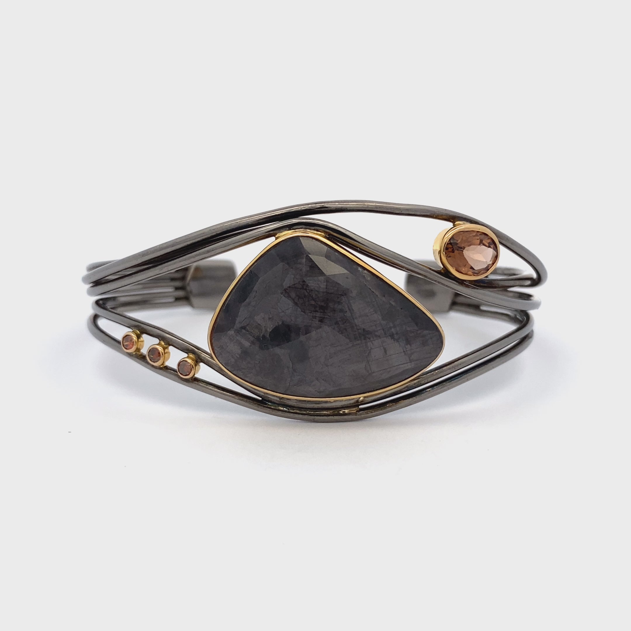 Gray Sapphire and Tourmaline Cuff