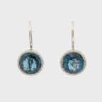 Round London Blue Earrings, White Rhodium