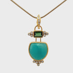 14k Gold Gem Silica and Tourmaline Pendant