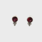 Silver Pink Tourmaline Stud Earrings