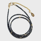 14k Black Diamond Beads Adjustable Necklace 12.1-15.2 tcw