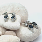 Silver London Blue Topaz and Tourmaline  Leverback Earrings