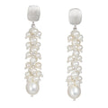 Pearl Drop Earrings - Sterling Silver, White Rhodium - Q Evon Fine Jewelry
