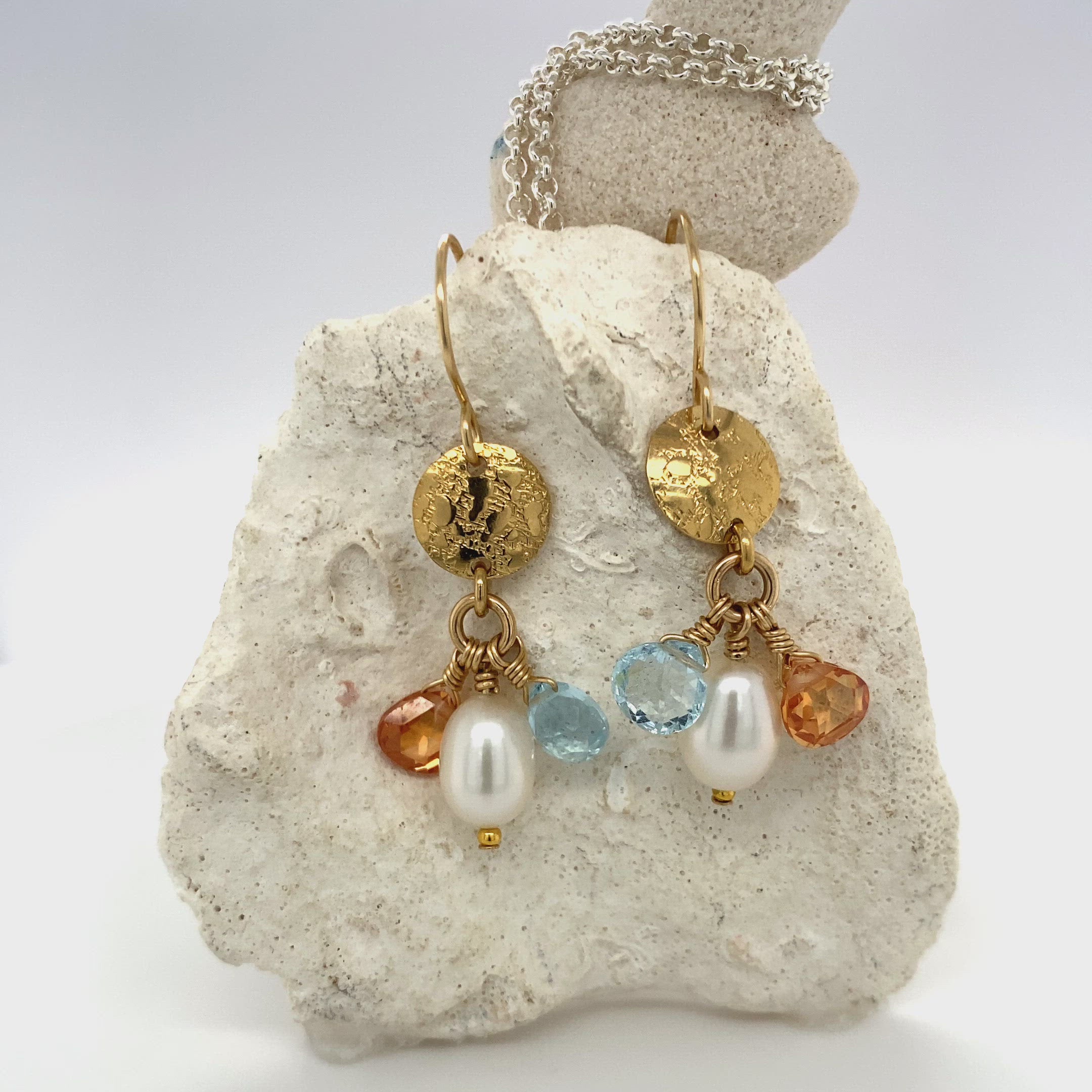 Gold Disc and Gemstone Pura Vida Earrings