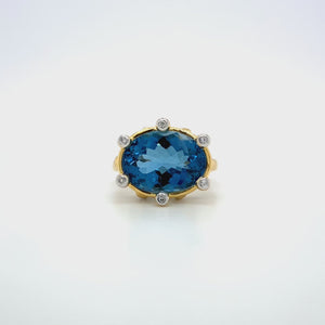 14K London Blue Topaz and Diamond Ring