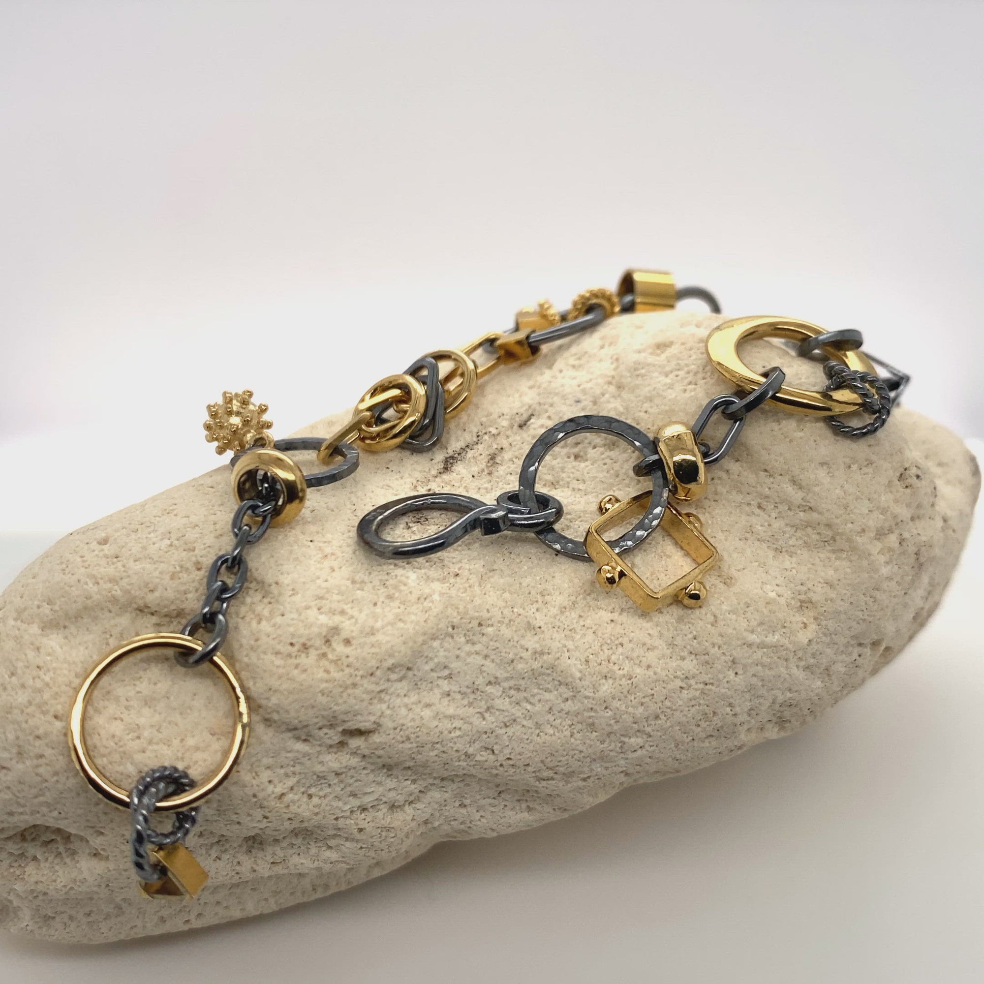 Black and Gold Treasure Bracelet - Champagne Diamond