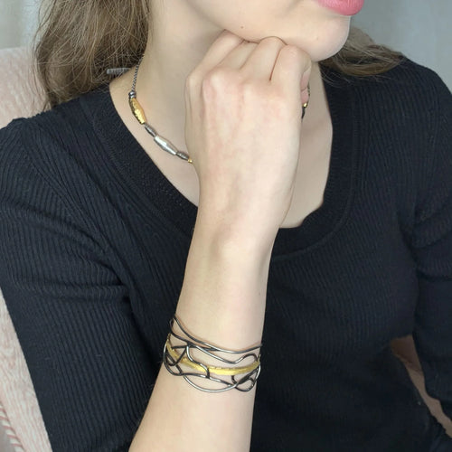 Black and Gold Edge Cuff - Q Evon Fine Jewelry