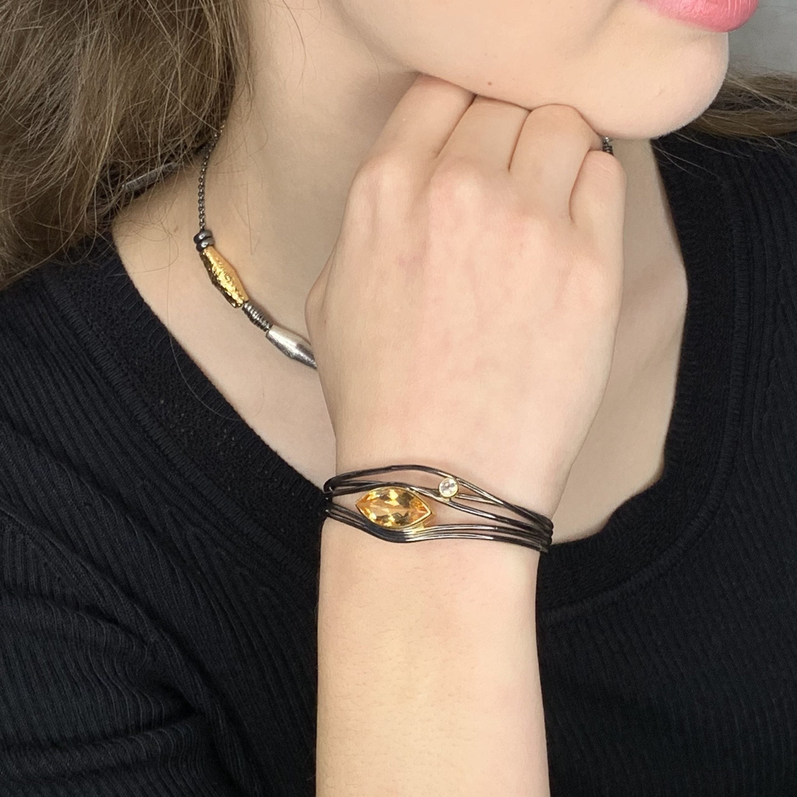 Edge Bracelet, Citrine - Black Rhodium