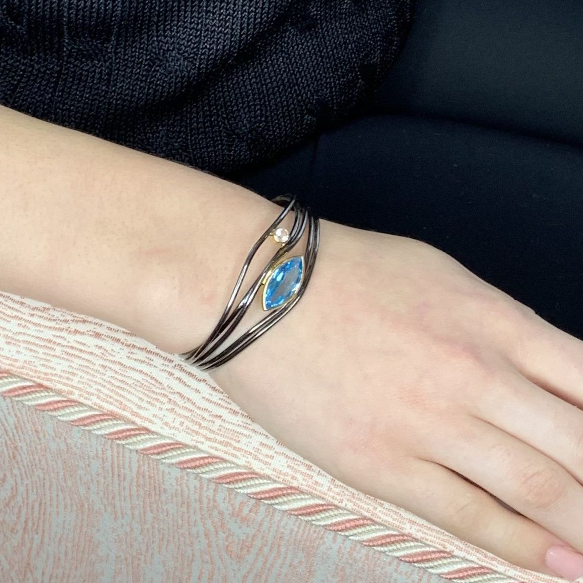 Edge Bracelet, Blue Topaz - Black Ruthenium