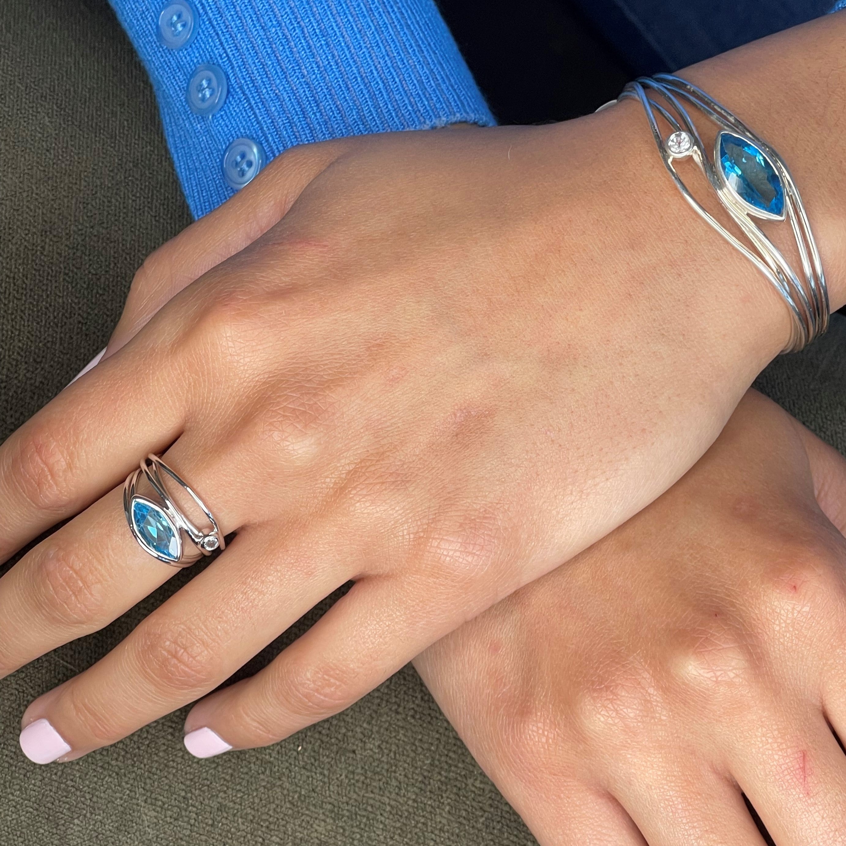 Blue topaz shop silver bracelet