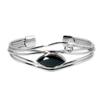 Silver & Black Cuff Bracelet - Black Spinel & White Sapphire - Q Evon Fine Jewelry