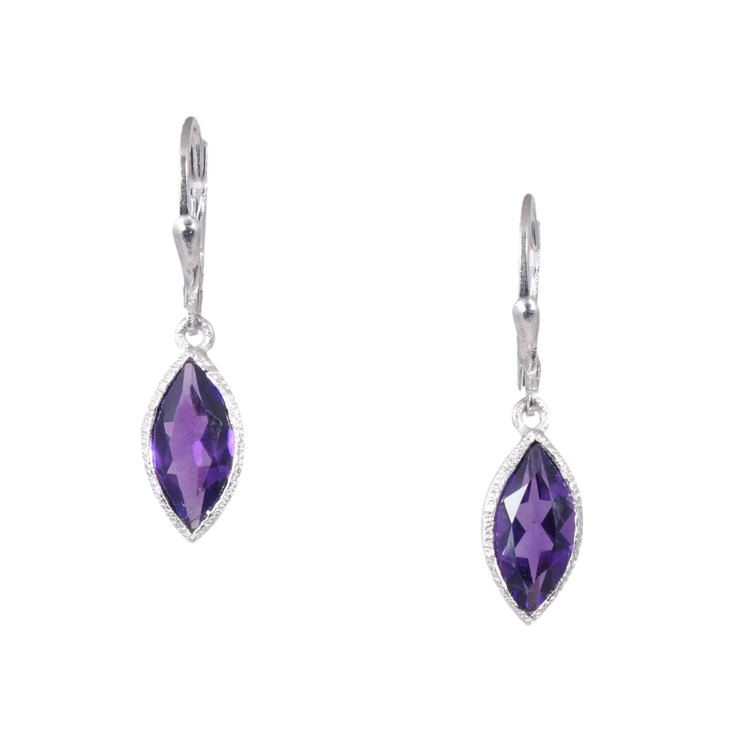 Silver Marquise Gemstone Earrings