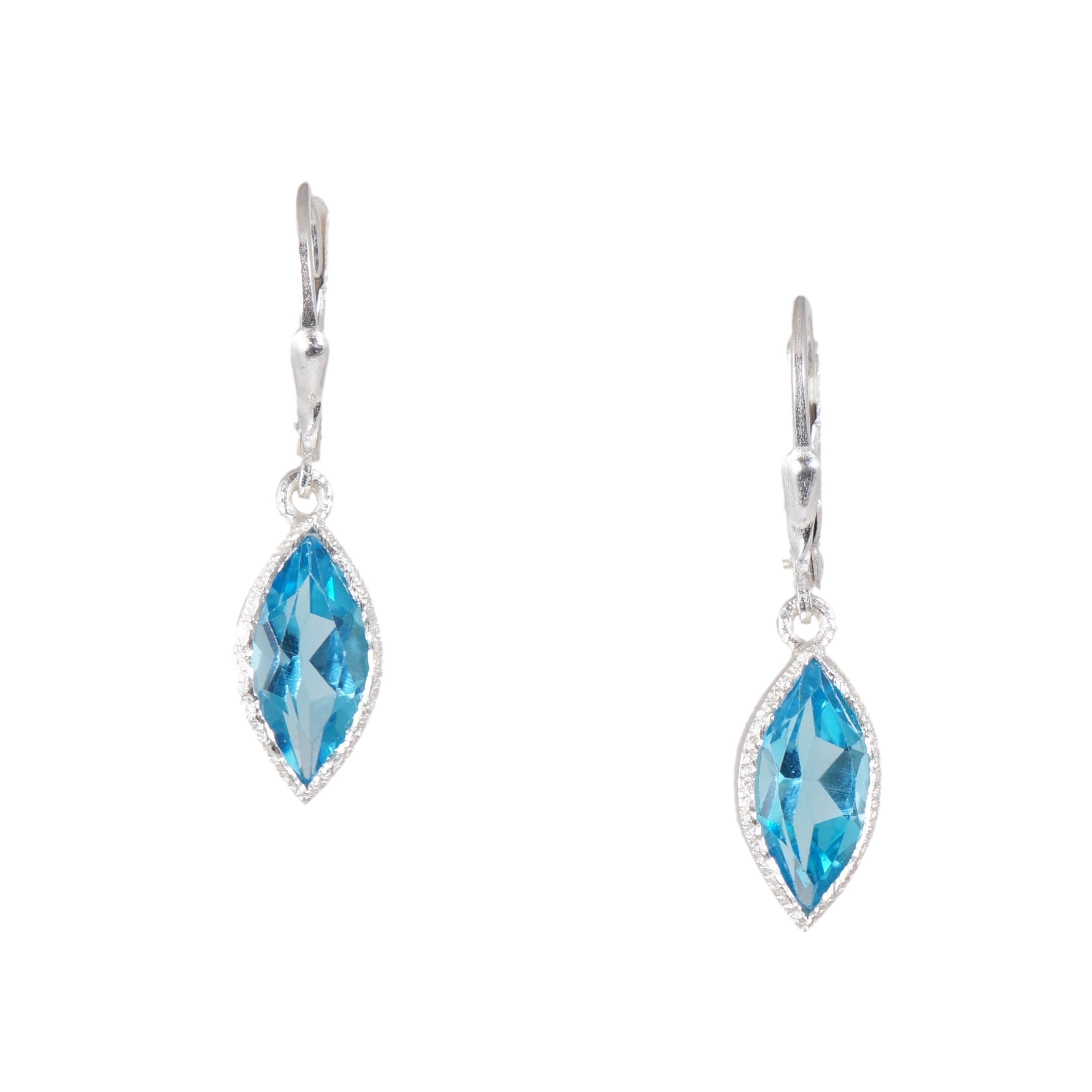 Silver Marquise Gemstone Earrings