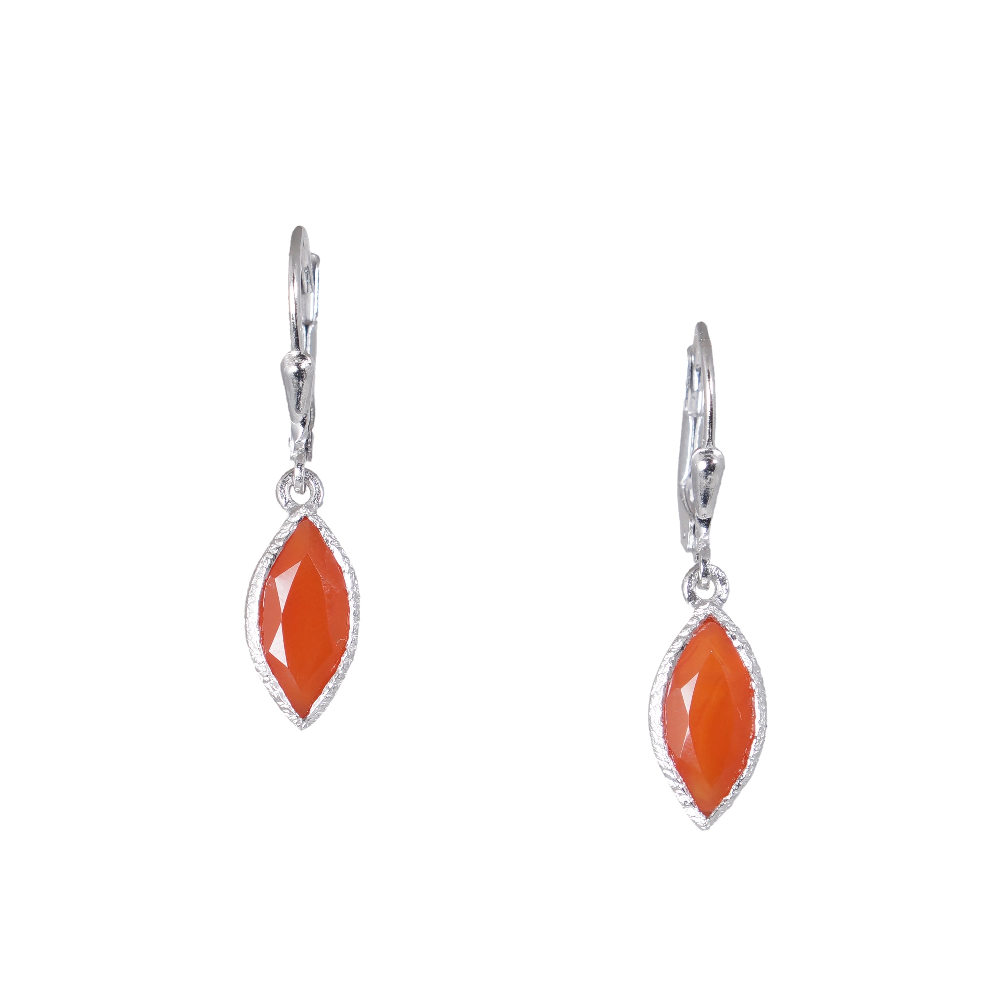Silver Marquise Carnelian Earrings