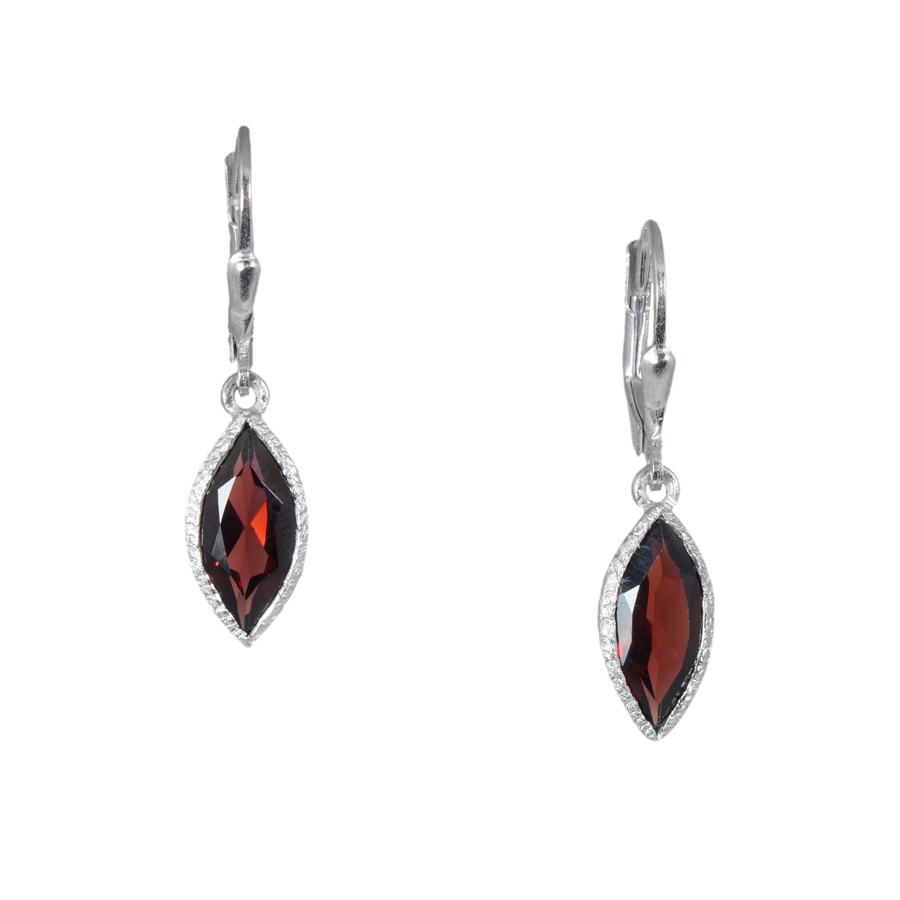 Silver Marquise Gemstone Earrings