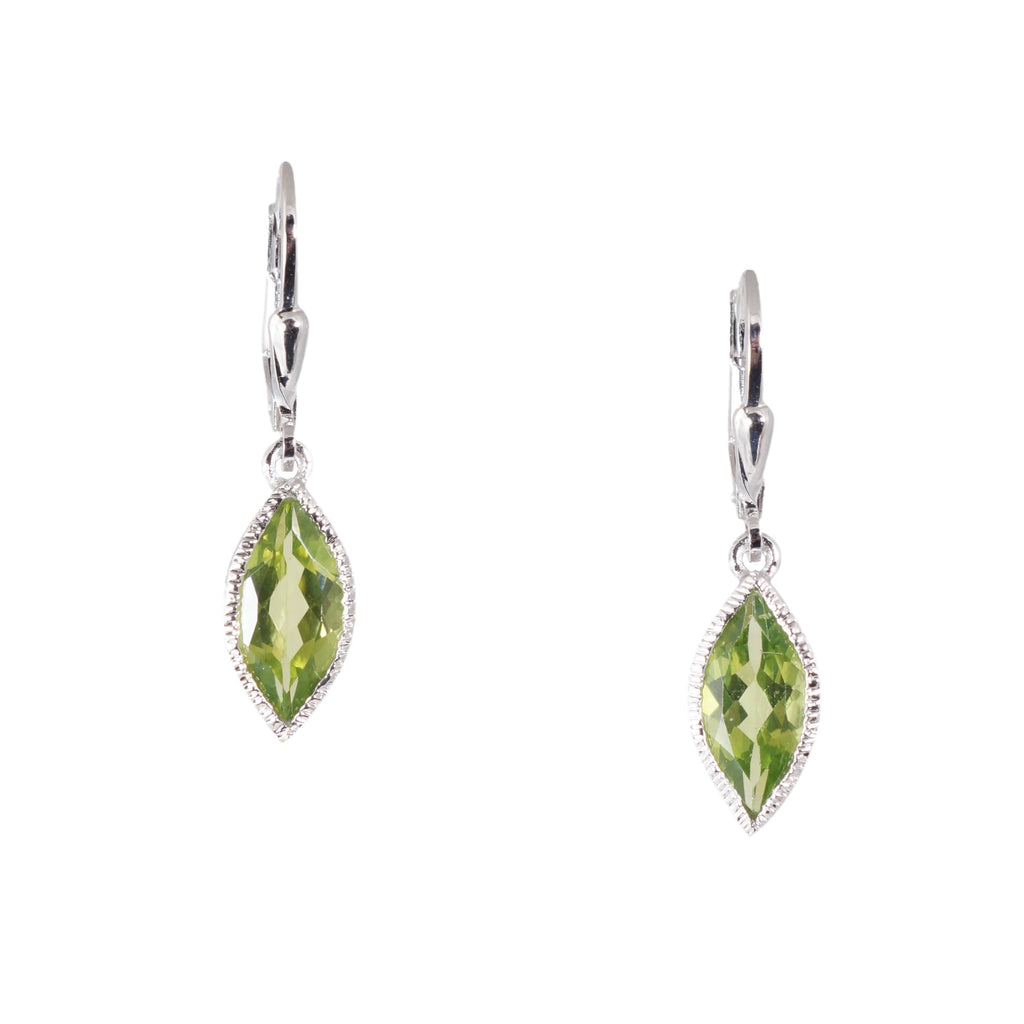 Silver Marquise Gemstone Earrings