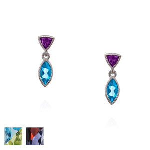Earrings - Silver, White Rhodium Tiny Petal