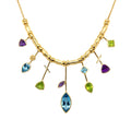 7 Stick Edge Necklace - Blue Topaz, Gold - Q Evon Fine Jewelry