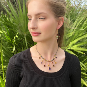7 Stick Edge Necklace - Iolite/Gold