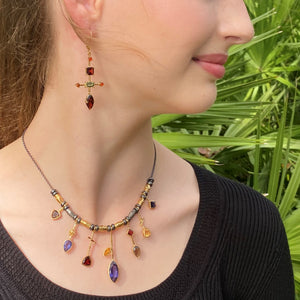 7 Stick Edge Necklace - Iolite/Gold