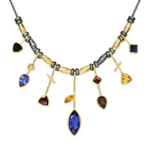 7 Stick Edge Necklace - Iolite/Gold