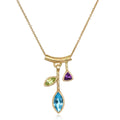 3 Stone Petal Pendant Blue Topaz – Small Gold - Q Evon Fine Jewelry