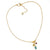 3 Stone Petal Pendant Blue Topaz – Small Gold