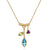 3 Stone Petal Pendant Blue Topaz – Small Gold