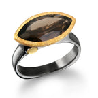 East West Marquise Ring - Black Ruthenium & Smoky Quartz - Q Evon Fine Jewelry