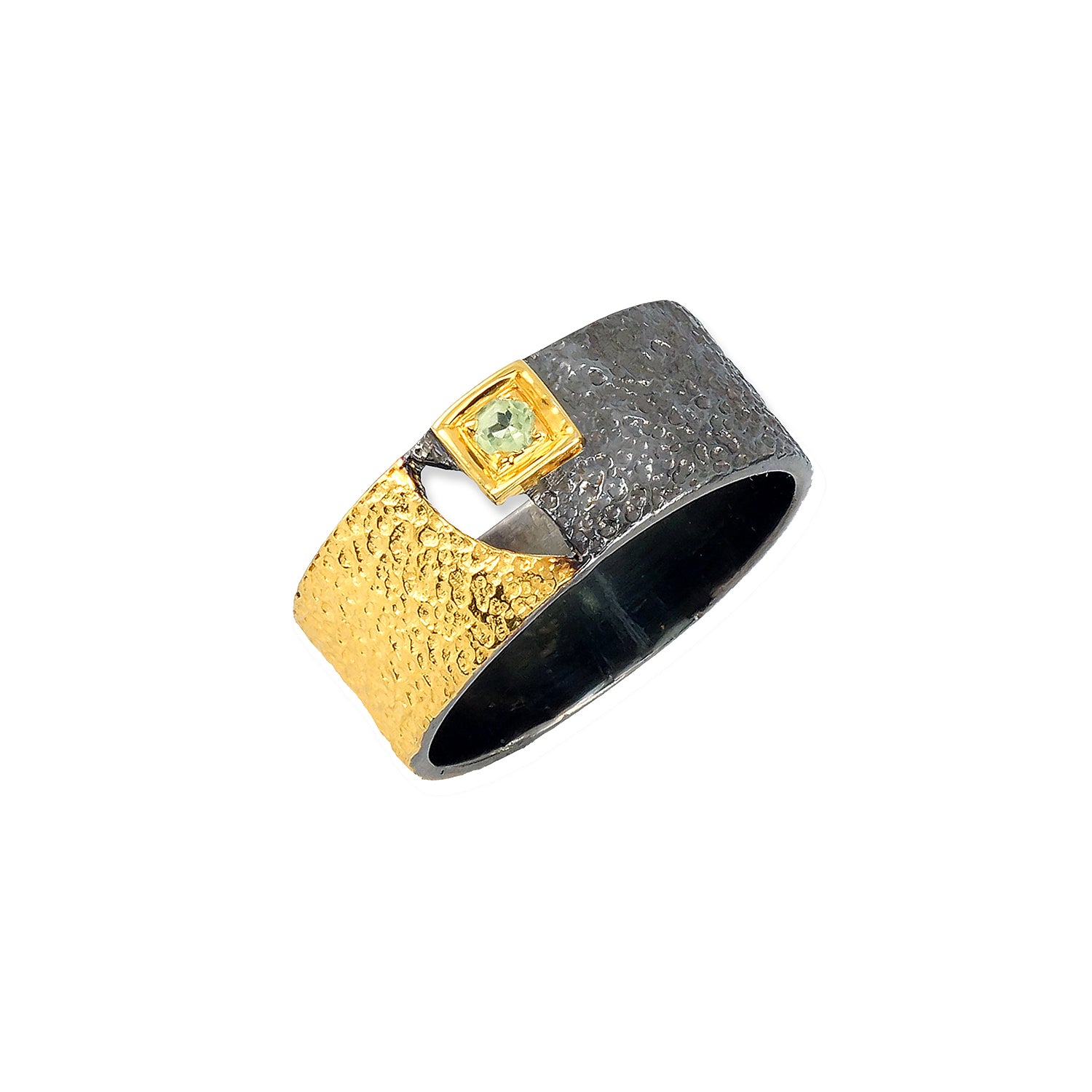Mixed Metal Pave Ring - Peridot