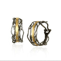 Black and Gold Edge Post Earrings - Medium, Omega Clip - Q Evon Fine Jewelry