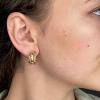 Gold Edge Post Hoops - Small Gold Post Earrings