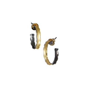 Unique Hoop Earrings, Black & Gold - Multiple Sizes