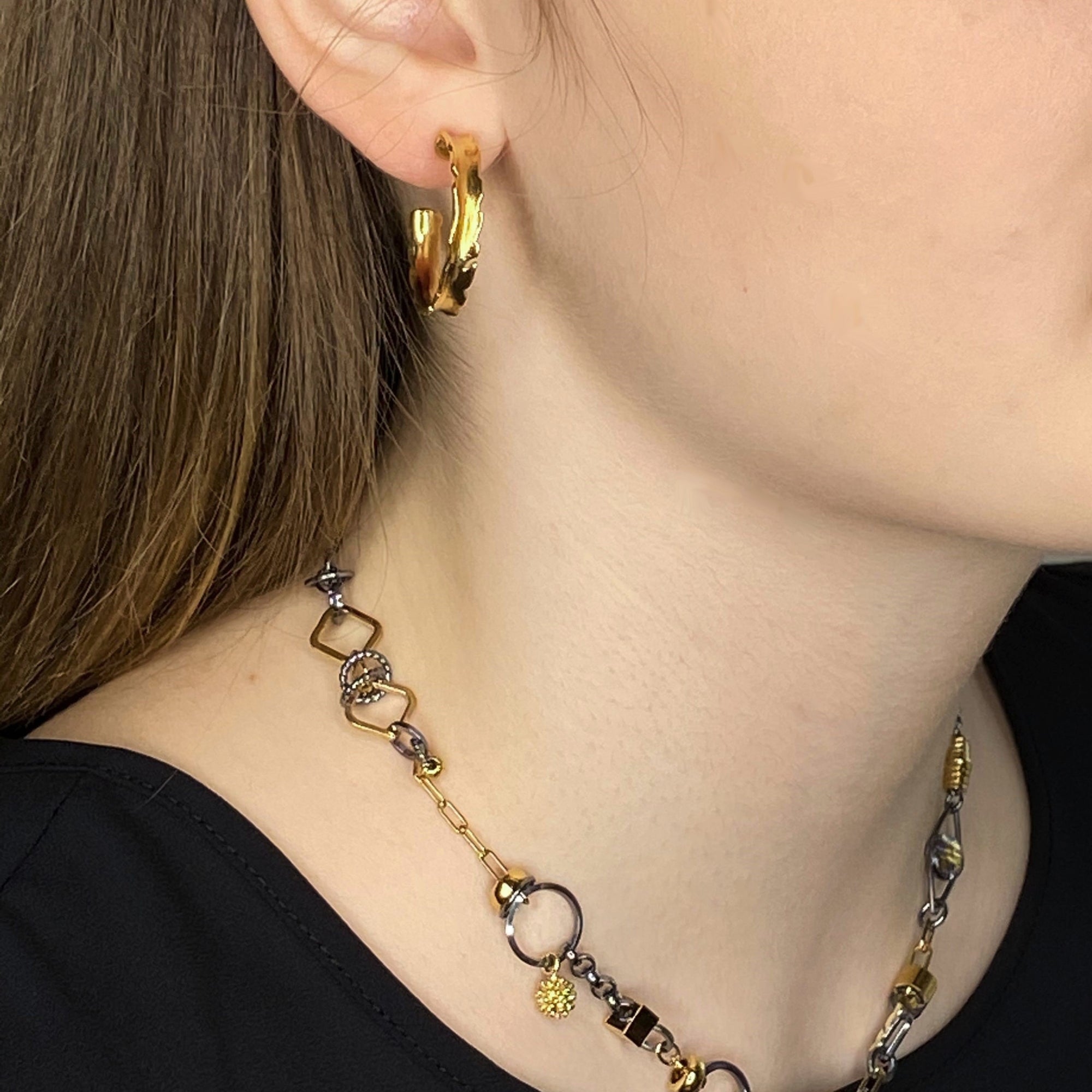 Unique Hoop Earrings, Gold - Multiple Sizes
