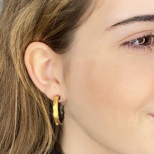 Unique Hoop Earrings, Black & Gold - Multiple Sizes