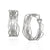 White Rhodium Edge Post Hoops - Large Omega Back Earrings