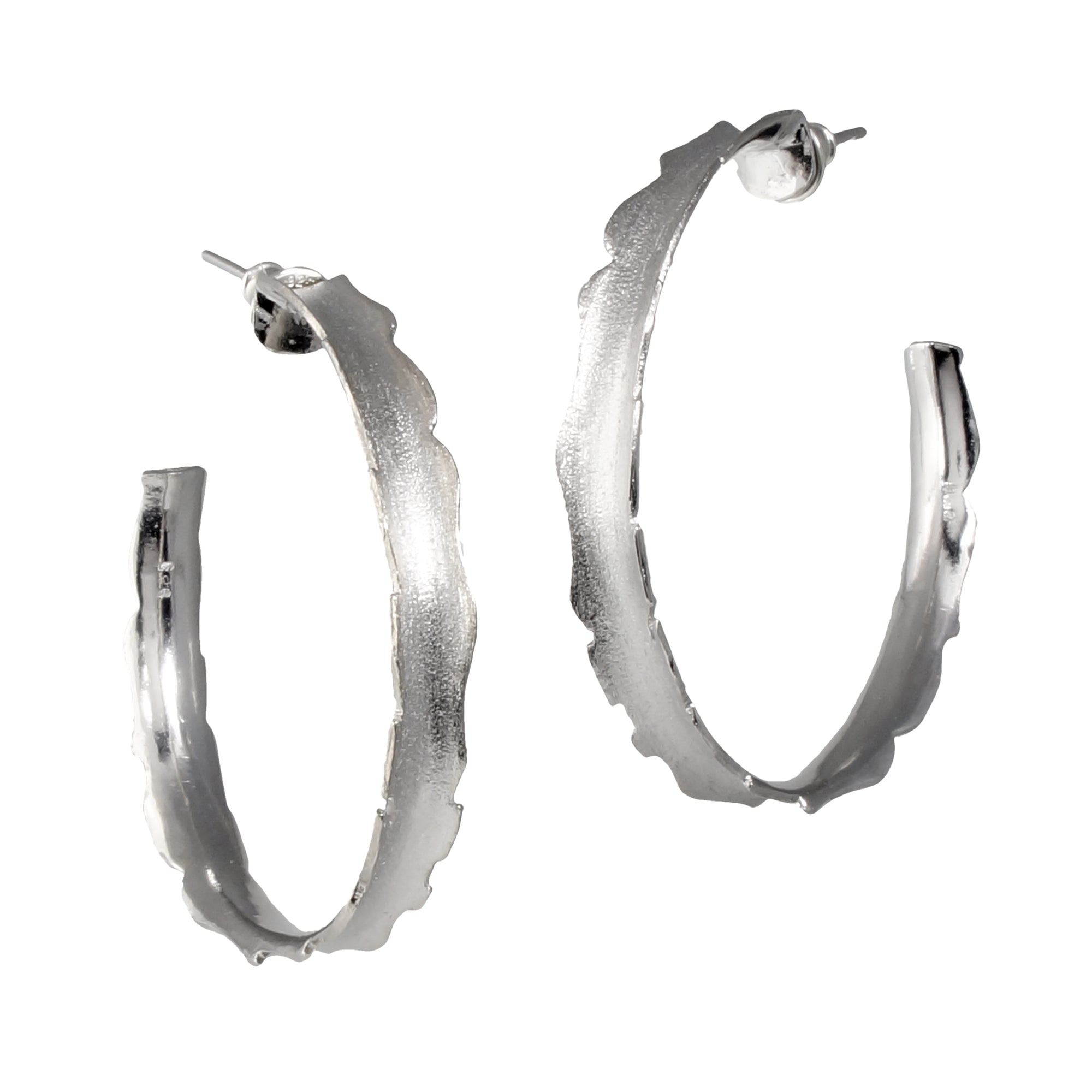 Unique Hoop Earrings, Silver - Multiple Sizes
