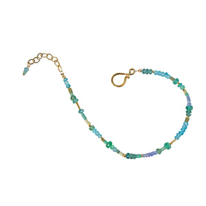 Gold Gemstone Bracelet with Emerald, Apatite, Tanzanite