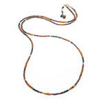 Multi Gemstone Gold Necklace/Wrapped Bracelet with Spinel, Hessonite, Ruby - Long