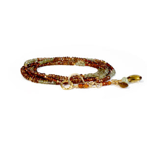 Multi Gemstone Necklace/Wrapped Bracelet with Andalusite and Green Sapphire - Long