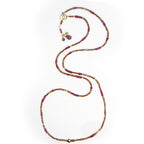 Multi Gemstone Gold Necklace/Wrapped Bracelet with Andalusite and Ruby - Long