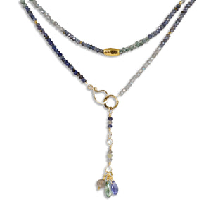 Multi Gemstone Necklace/Wrapped Bracelet with Labradorite and Iolite