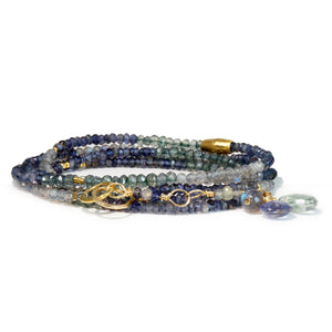 Multi Gemstone Necklace/Wrapped Bracelet with Labradorite and Iolite